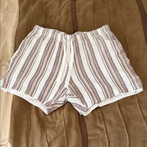 Forever 21 Cream and Brown Striped Shorts